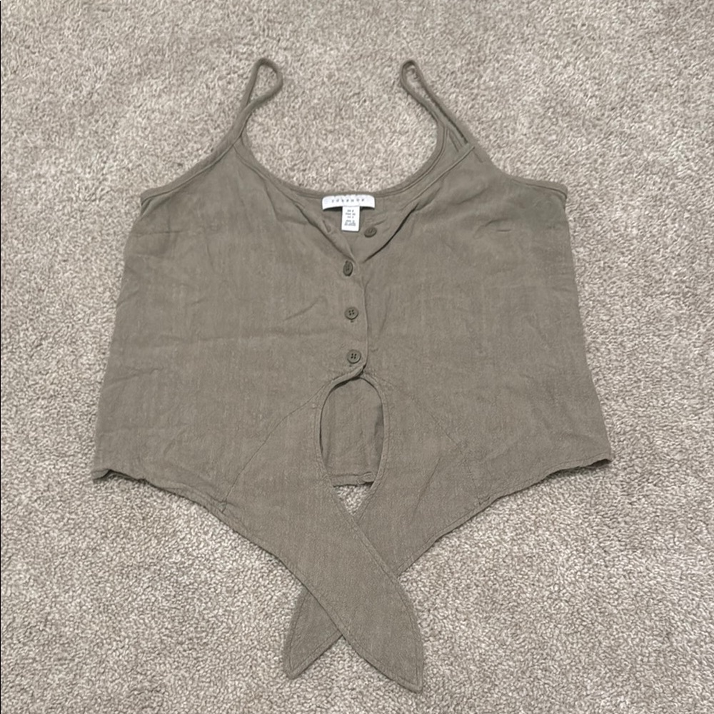 Topshop Tan Plunge Crop Top